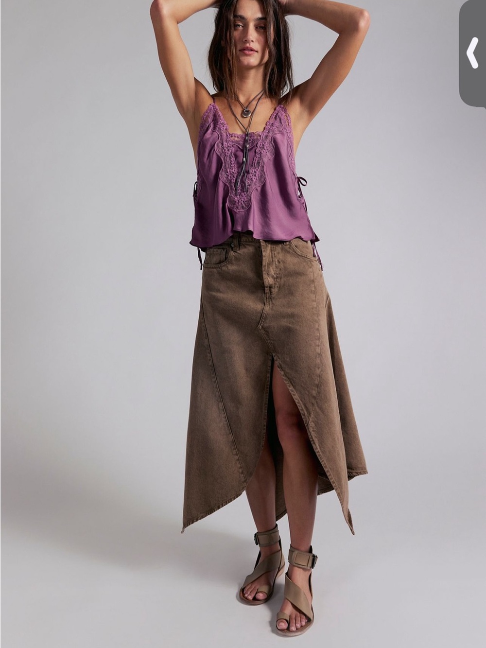 We the Free Aquarius maxi skirt  Brown Denim Skirt